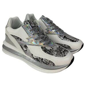 UNILADY / Franky-2 / Sneaker / Reflective & Snakeskin / Pattern Chunky Sneakers